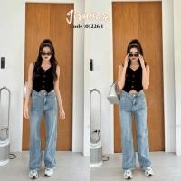 ราคา JIRANAN กางเกงยีนส์ขากระบอกใหญ่ ทรงเบสิค ฟอกสีซีด ทรงสวย Code01226 1 (24359044077)