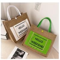 ราคา B 014กระเป๋าผ้ากระสอบสุดชิคลายHello สามารถสะพายข้างได้มีช่องกระเป๋าข้างหน้า กระเป๋าสานใบใหญ่ (13027025667)