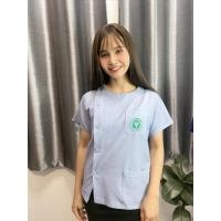 ราคา เสื้อกาวน์ฟอร์มฟ้า สาสุข ริ้วฟ้า เสื้อชุมชน รุ่นคอกลม (27300355805)