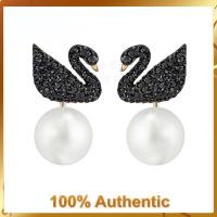 ราคา Swarovski i Black Pearl Iconic Swan ต ่ างหูวันวาเลนไทน ์ Deluxe Ladies Light ของขวัญวันเกิด e1204 (27100513791)