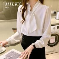 ราคา เสื้อทำงานคอจีนผ้าซาติน แขนยาว สไตล์เสื้อทำงาน ผ้าสวมใส่สบาย (5350596561)