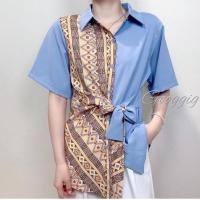 ราคา เสื้อเชิ้ตผู้หญิง สไตล์เกาหลีเสื้อแขนสั้น เสื้อทำงาน New Fashion (4479426991)