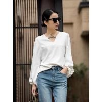 ราคา เสื้อคอวีแขนบอลลูน เนื้อผ้าซาติน ออกแบบใหม่ งานสีพื้นขายดีมากๆ (22156836105)