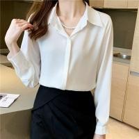 ราคา เสื้อเชิ้ตผู้หญิงแขนยาว ติดสร้อยไข่มุกคอปกสาปซ่อนกระดุมเสื้อทำงานสาวออฟฟิส (23785545688)