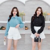 ราคา เสื้อเชิ้ตผู้หญิง เสื้อทำงานเนื้อผ้าเกาหลี เบาใส่สบาย เสื้อแขนยาว (25664955892)