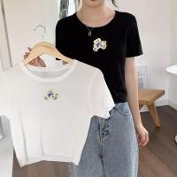 ราคา Cuties เสื้อครอปคอกลม แขนสั้น ครอปเกาหลี เสื้อยืดน่ารักๆ เเขนสั้นผ้าคอตตอนสกรีนลายการ์ตูนน่ารัก56021 1 (15851241800)