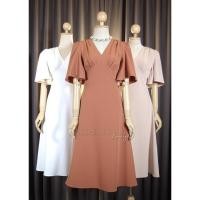ราคา LUXURY707 FN8107 ชุดไปงานแต่ง Midi dress คอวี แขนกระดิ่ง (21833388681)
