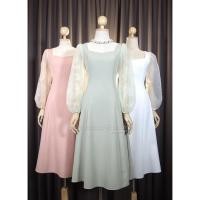 ราคา LUXURY707 VO9104 เดรสไปงานแขนแต่งผ้าแก้วทรงตุ๊กตา ฟรีสะโพก (16524669051)