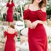 ราคา LUXURY707 LX6101 Midi dress สายเดี่ยวพรางต้นแขน (17918810349)