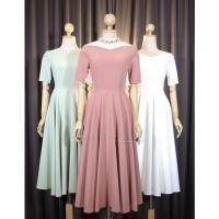ราคา LUXURY707 LX6102 เดรสไปงานแต่ง ทรงเรียบหรู midi dress (18110676110)