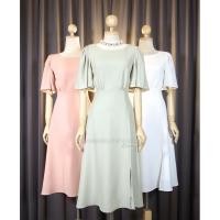 ราคา LUXURY707 VO8110 Midi dress ชุดไปงานแต่งคอกลม แขนสั้น (13098120223)