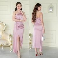 ราคา LUXURY707 LX2202 Midi dress เดรสบ่าเดี่ยว ผ้าซาติน (25358566231)