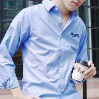 ราคา haas เสื้อเชิ๊ตแขนยาว unisex ผู้ชาย ผู้หญิง ลายปัก Haas Jeans SHSH5130 (6186799075)