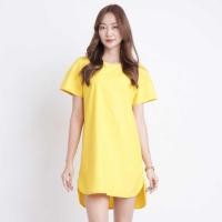 ราคา haas เดรสทรงเบสิค แขนสั้น สีพื้น HFSD2459 (18527365146)