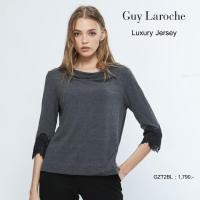 ราคา Guy Laroche เสื้อผู้หญิง COZY KNIT Luxury jersey blouse แต่งลูกไม้ที่แขน GZT2BL (15995142199)