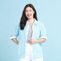 ราคา GSP Stephanie เสื้อเชิ้ตแขนสั้นลายทาง สีฟ้าสลับสีขาว OWS75BU (11458133178)