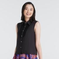 ราคา Jousse Shirt เสื้อเชิ้ตชีฟองแขนกุด สีดำ แต่งลูกไม้ JP2WBL (23507557887)