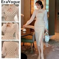 ราคา EraVogue S L เดรสผู้หญิง ชุดฤดูใบไม้ร่วง ชุดเดรสแฟชั่น เดรสรัดรูป เดรสเกาหลี เดรสวินเทจ ชุดยอดนิยม กี่เพ้ายาวปานกลาง ชุด (11455095510)