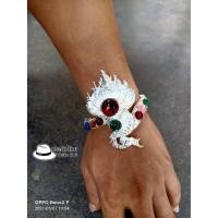 ราคา กำไลพญานาค เงินขาว กำไลข้อมือนาค พลอยนพรัตน์ (3991758311)
