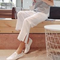 ราคา พร้อมส่ง กางเกงขาสามส่วนลําลอง ผ้าฝ้าย ผ้าลินิน เอวสูง ทรงหลวม (22948595048)