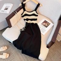 ราคา ชุดเดรสถัก เอวสูง ลายทาง ผ่าข้าง สไตล์ใหม่ สําหรับผู้หญิง (18678559857)