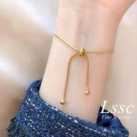 ราคา สร้อยข้อมือโซ่ผู้หญิงสแตนเลสแท้ ทอง 18k มินิมอลกำไลข้อมือสีทอง (13826810153)