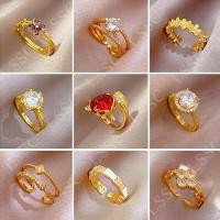 ราคา Jewelry แหวนทองฝังเพชรทองชุบสำหรับผู้หญิง ปรับขนาดได้ (18312346579)