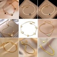 ราคา สร้อยข้อมือ โซ่ สไตล์เกาหลีสำหรับผู้หญิง สแตนเลส ชุบทอง (10540211131)