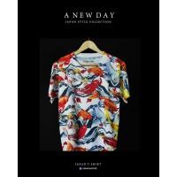 ราคา A NEW DAY 174 เสื้อสกรีนเต็มตัว สไตล์ญี่ปุ่น ลายปลาคราฟ Koi fish (6460282912)