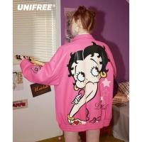 ราคา Betty Boop UNIFREE pink pu leather baseball bomber jacket แจ็คเก็ตหนังชมพูเบ้ตตี้ (21793796076)