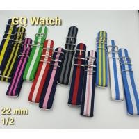 ราคา GQ watch สายนาฬิกา สายนาโต้ มีมากกว่า 50สี สายผ้าไนล่อน หัวเข็มขัดเงิน nato zulu seiko dw 18mm 20mm 22mm (2805243456)