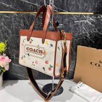 ราคา พร้อมส่ง กระเป๋า OUTLET แท้ COACH 2773 FILD TOTE 30 WITH GARDEN EMBROIDERY COACH BADGE (14126540112)