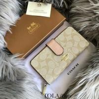 ราคา กระเป๋า กระเป๋าสตางค์ coach ใบยาว 2พับ ขนาด 8 นิ้ว ปั้มทุกจุด (10710785141)