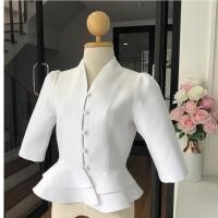 ราคา เสื้อ Premium Linen เอวระบาย 2 ชั้น แขนสามส่วน ลินินแท้ 100 ไม่ผสม (16840099022)