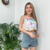 ราคา SALE99 เสื้อเกาะอกมัดย้อม สีชมพู (18219807734)