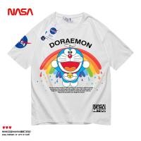 ราคา เสื้อยืดแขนสั้นเสื้อยืดแขนสั้น ผ้าฝ้ายแท้ ระบายอากาศได้ดี พิมพ์ลาย NASA Doraemon Rainbow Space Street แฟชั่นฤดูร้อน สํ (23143563202)