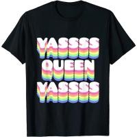 ราคา เสื้อยืดแขนสั้นเสื้อยืด พิมพ์ลาย Baju Kaos Yasss Queen Yes Gay Sassy Meme Queer สําหรับผู้ชาย และผู้หญิง เสื้อยืดผู้ชา (22943552701)