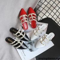 ราคา Muying รองเท้าแตะหนังนิ่ม แต่งหมุด สไตล์โรมัน แฟชั่นฤดูร้อน สําหรับเด็กผู้หญิง 3 สี 21 35 (24472573255)