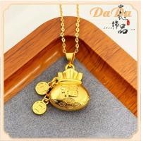 ราคา สร้อยคอทองคํา 18k จี้เหรียญนําโชค 18k พร้อมกระเป๋านําโชค (24354927704)