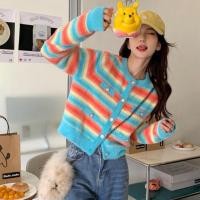 ราคา Cardigan เสื้อคาร์ดิแกนสีฟ้าลายทางส้ม (25906304443)