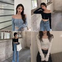 ราคา Maze พร้อมส่ง เสื้อเปิดไหล่ แขนยาว ผ้าไหมพรม กระดุมแต่งหน้า 5691 (5052519663)
