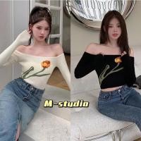 ราคา Maze พร้อมส่ง เสื้อแขนยาว คอกลม เปิดไหล่ ผ้าแจ็คการ์ด ผ้าถัก เข้ารูป ลายดอกทิวลิป แฟชั่นฤดูใบไม้ร่วง 98116 (21590938985)