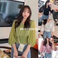 ราคา Maze พร้อมส่ง เสื้อยืดคอวีแขนตุ๊กตาน่ารักแฟชั่นเกาหลี 8663 (4910352297)