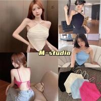 ราคา Maze พร้อมส่ง เสื้อเกาะอกไหมพรมผูกคอ สายเดี่ยวทรงสายเหลี่ยมผ้าไหมพรม 2y018 (15797267813)