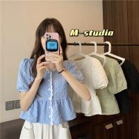 ราคา Maz พร้อมส่ง เสื้อแขนสั้นผ้าถักสไตล์เกาหลีแขนตุ๊กตาน่ารักสีพาสเทลนุ่มนวล เสื้อไหมพรมแขนสั้น น่ารักสไตล์เกาหลี่มาก 60109 (24220005971)
