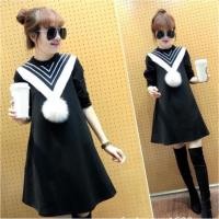 ราคา ชุดคลุมท้อง ให้นมได้ สีดำแต่งพู่ขาว (1778347681)