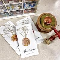 ราคา Thank you card การ์ดขอบคุณดอกไม้แห้งประทับครั่ง ครั่งสีทอง (3679963687)