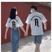 ราคา การพิมพ์ตัวอักษรสองด้าน R เสื้อยืดแขนสั้นคอกลมน่ารัก สกรีนลายวินเทจ (19683271790)