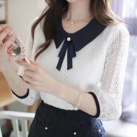ราคา เสื้อเชิ้ตแขนยาว คอตุ๊กตา ผ้าชีฟอง แต่งลูกไม้ สไตล์เกาหลี สําหรับผู้หญิง (22538637944)