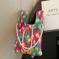 ราคา LY กระเป๋าสะพายไหล่ ผ้าวูลถัก ประดับไข่มุก สีรุ้ง สําหรับเด็กผู้หญิง (25120963679)